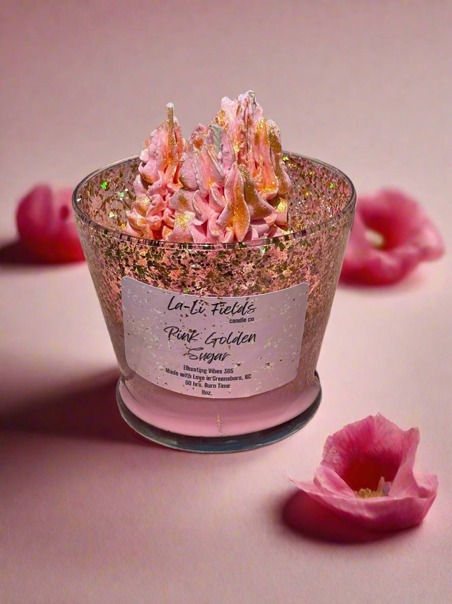 Pink Golden Sugar Dessert Candle