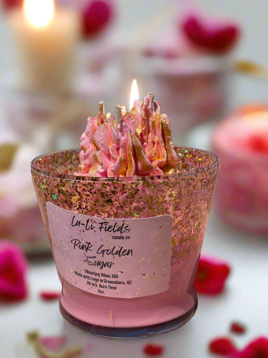 Pink Golden Sugar Dessert Candle