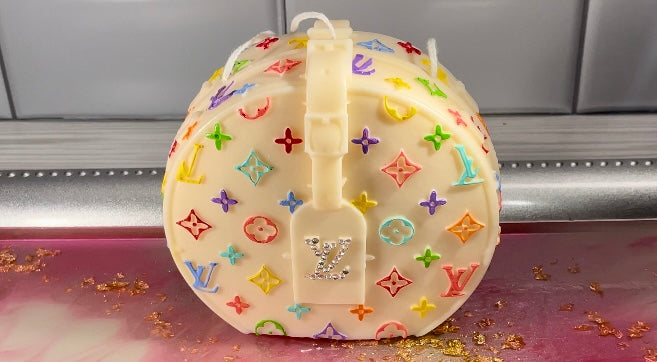 Designer Décor Candle #9 Custom Logo Colors Round LV