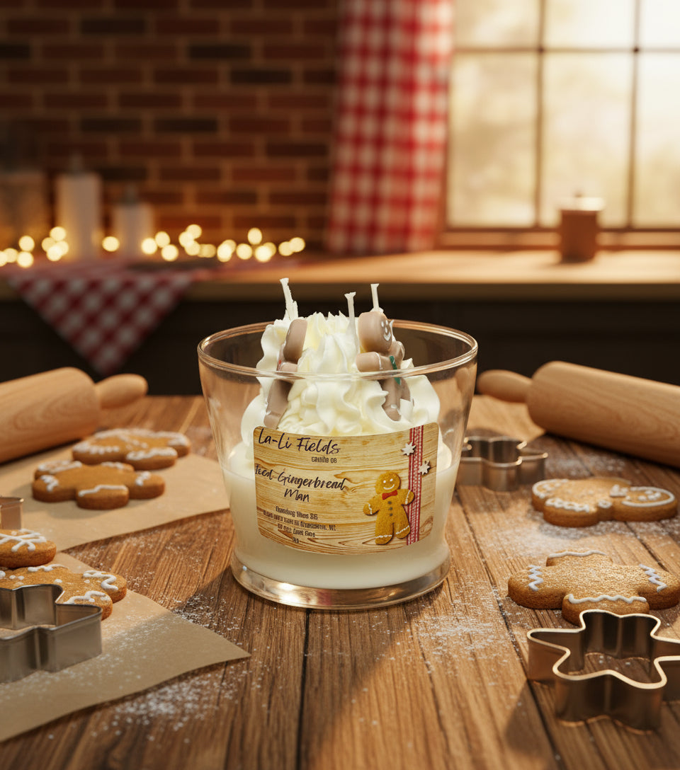 Iced Gingerbread Man Dessert Candle