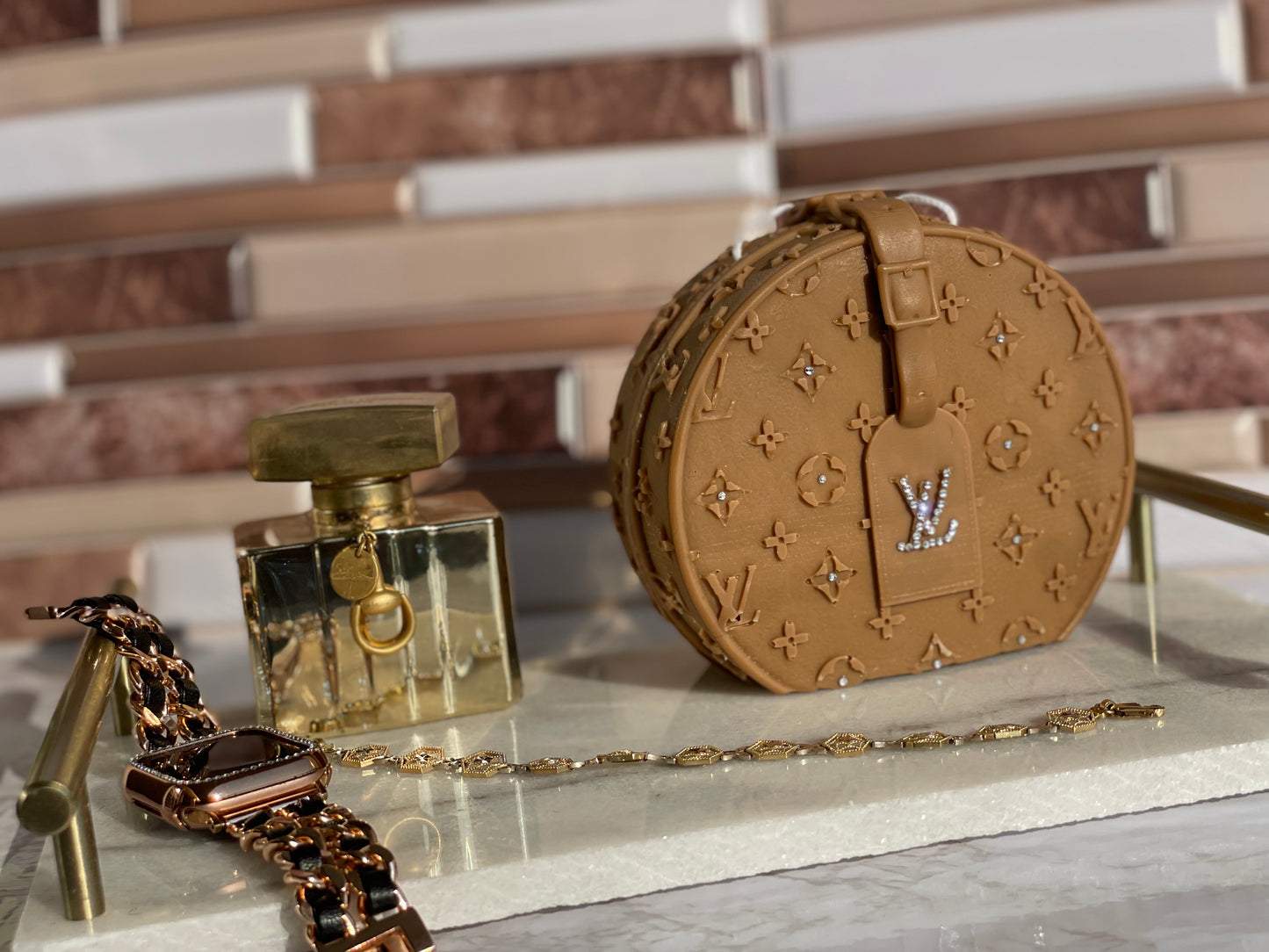 Designer Décor Candle #1 Round LV Purse