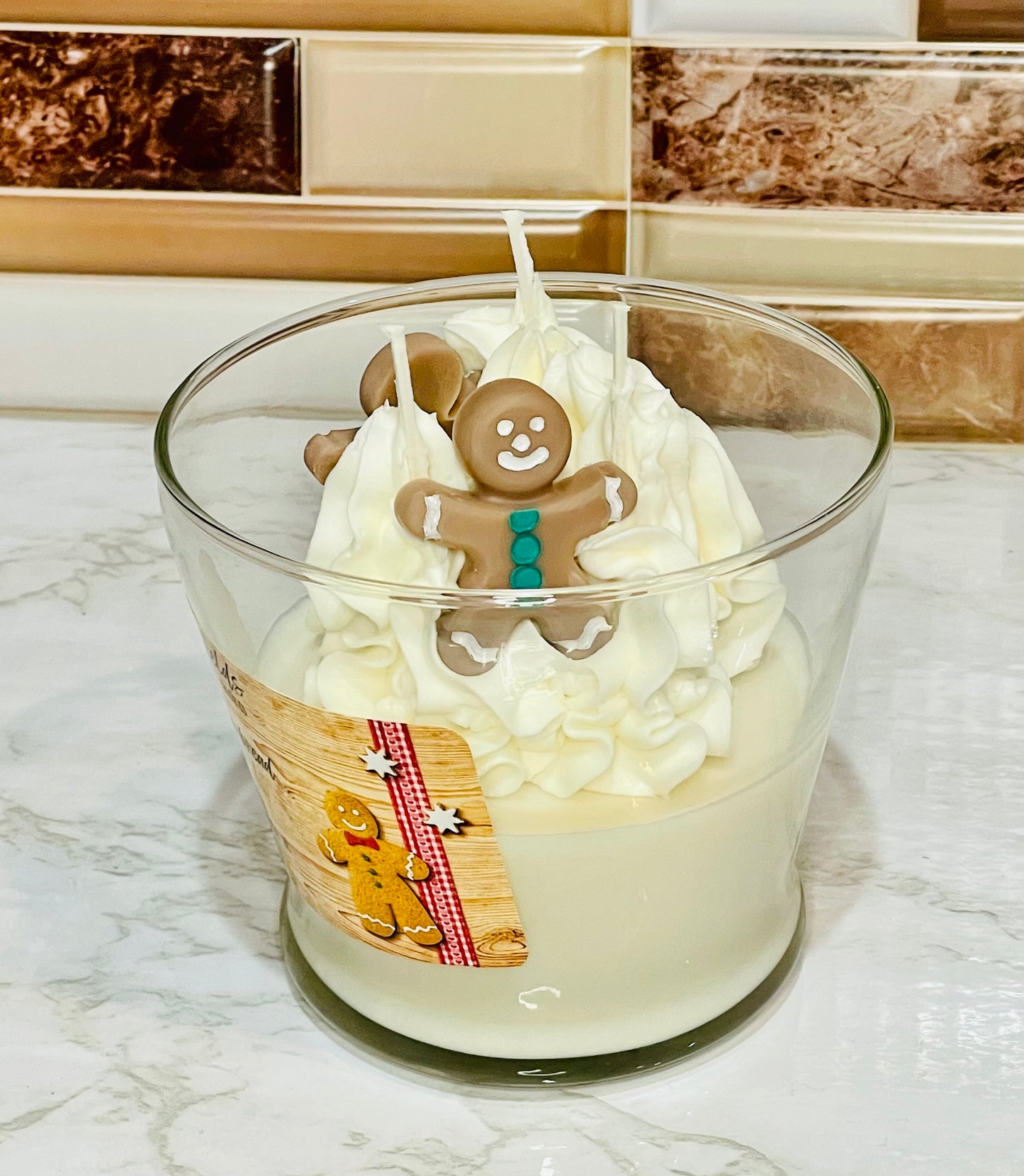 Iced Gingerbread Man Dessert Candle