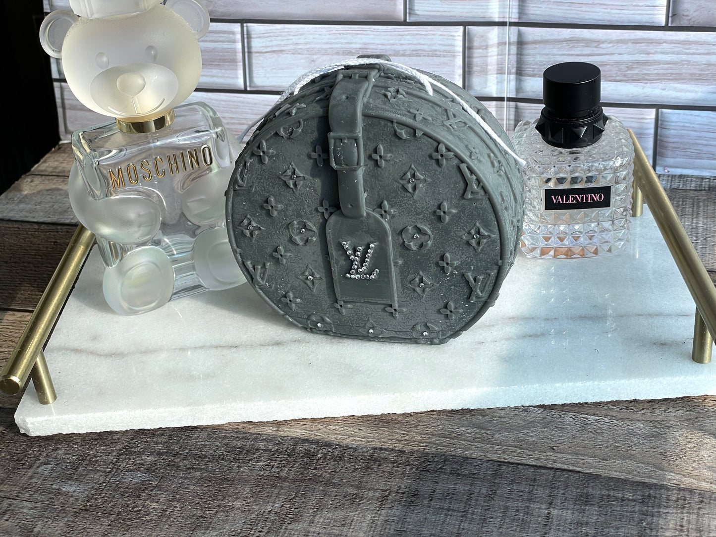 Designer Décor Candle #1 Round LV Purse