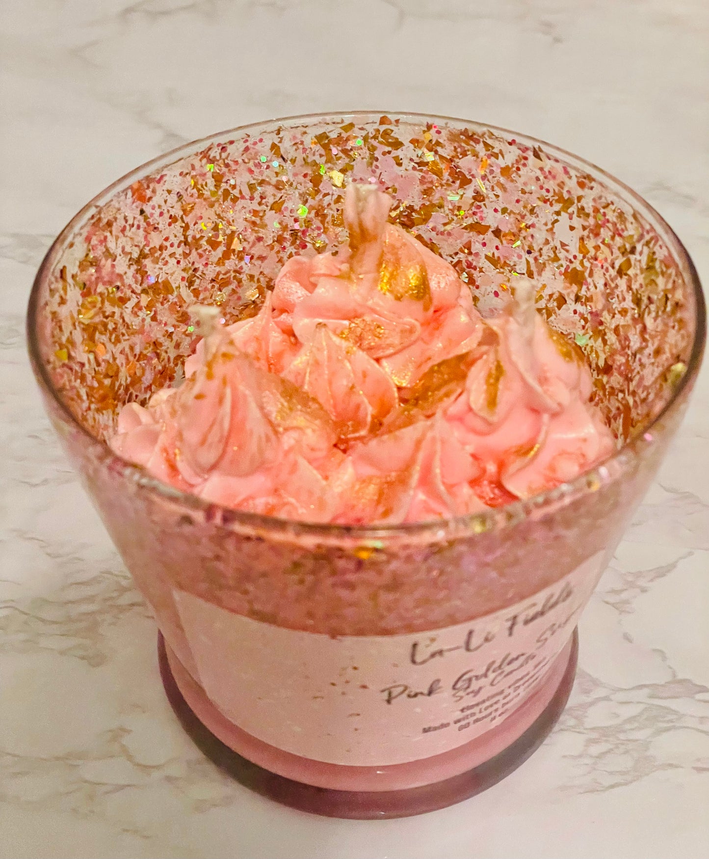 Pink Golden Sugar Dessert Candle