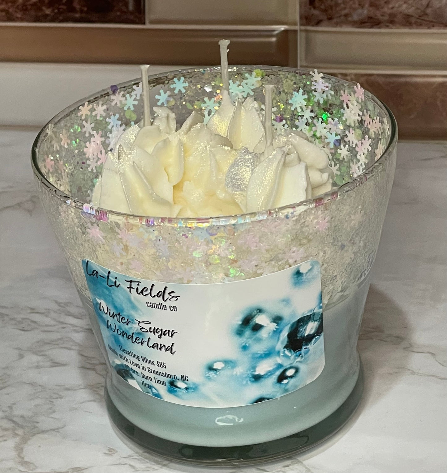 Winter Sugar Wonderland Dessert Candle