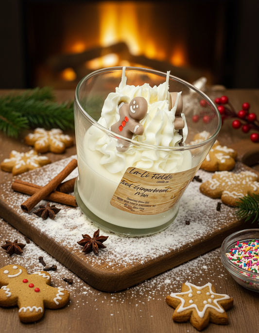 Iced Gingerbread Man Dessert Candle