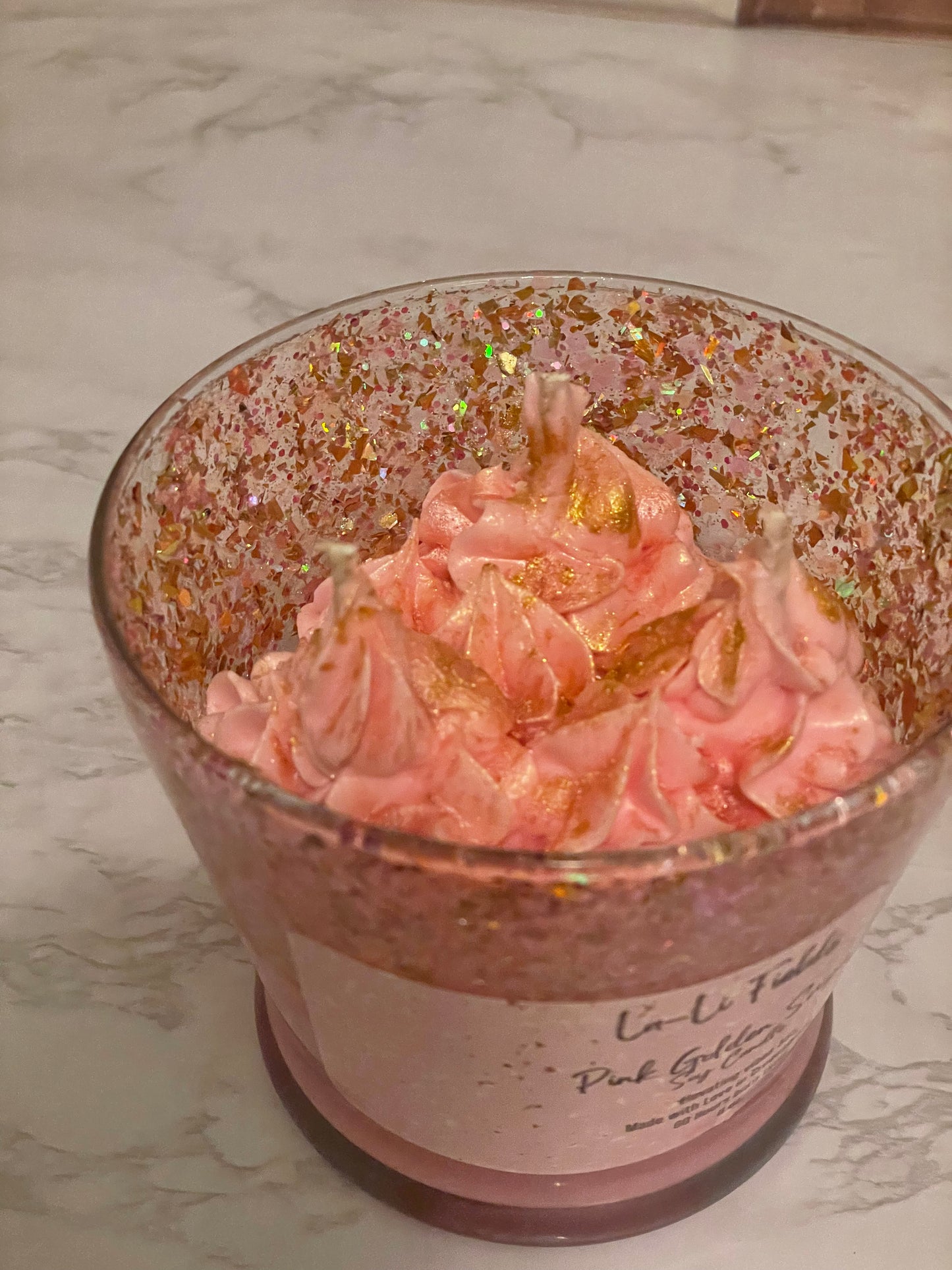 Pink Golden Sugar Dessert Candle