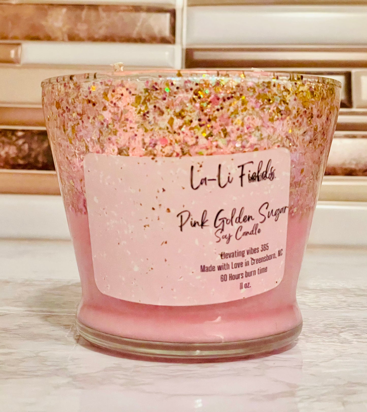 Pink Golden Sugar Dessert Candle